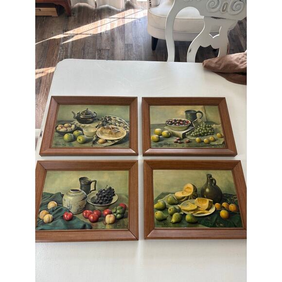 Set of 4 Lithograph Wallart Fruit motiff 1950-1960 - Picture 7 of 9